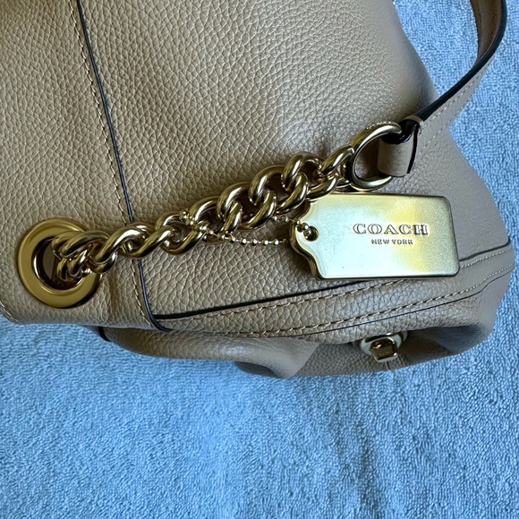 Coach Pebble Leather Eddie Shoulder Bag in Light Beechwood Color - Picture 4 of 14